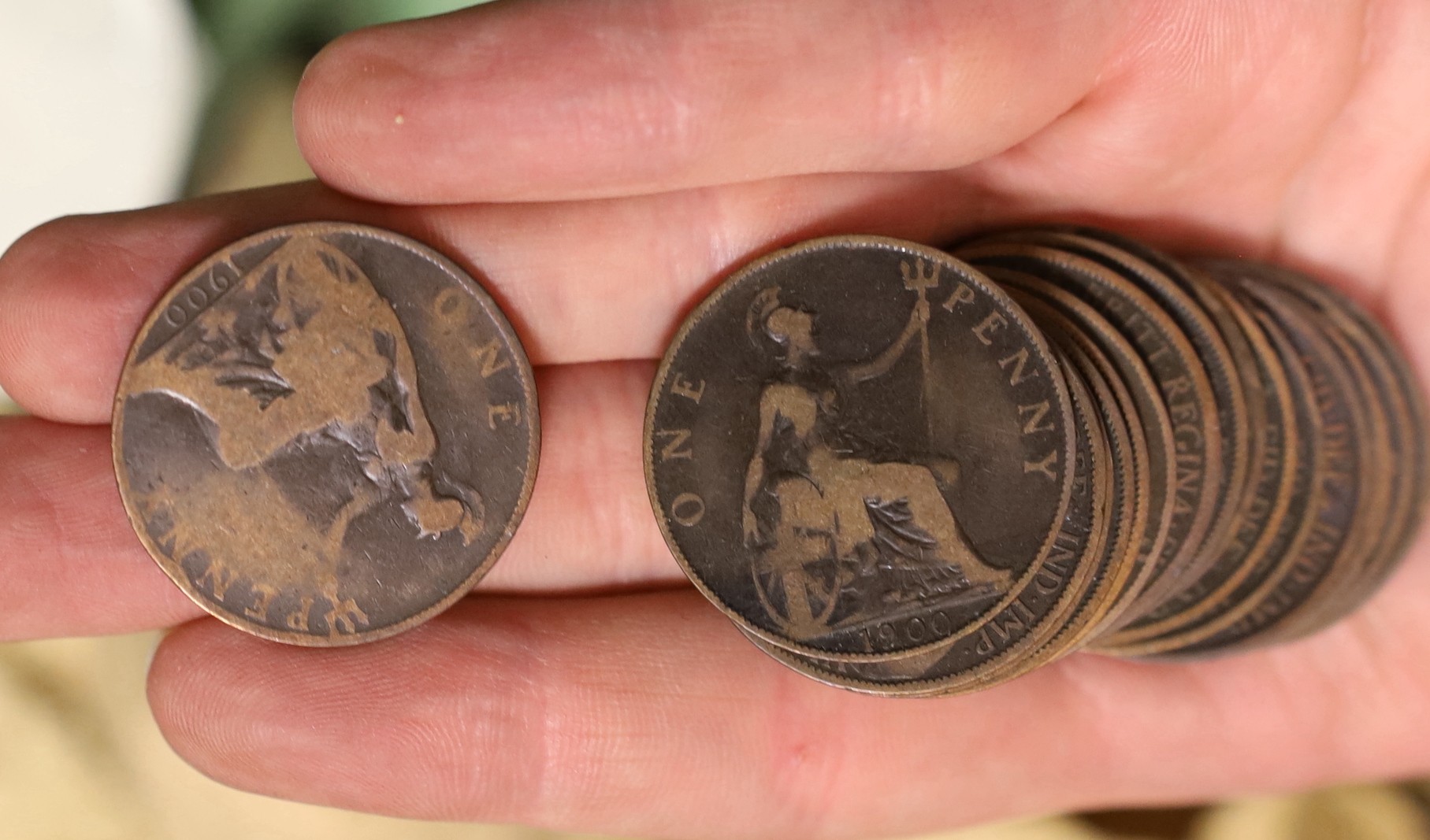 UK coins, a large quantity of Victoria to QEII pennies, two bags